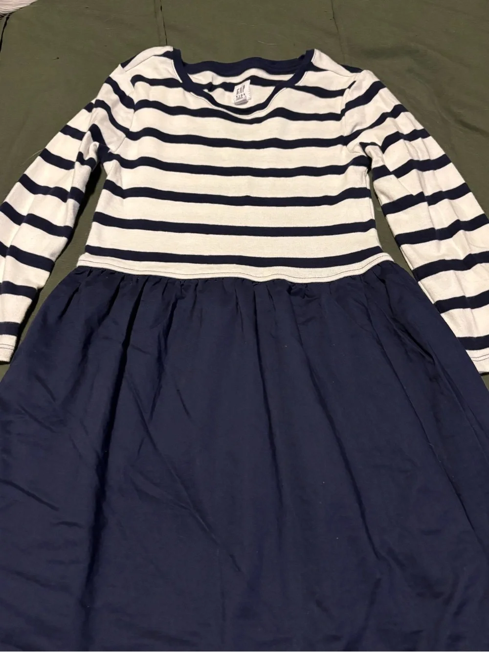 GAP Navy and White Striped Long-Sleeve Girls Dress
